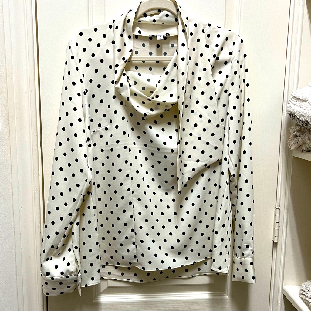 Warehouse Black And White Polka Dot Blouse Size 8 ( M) New